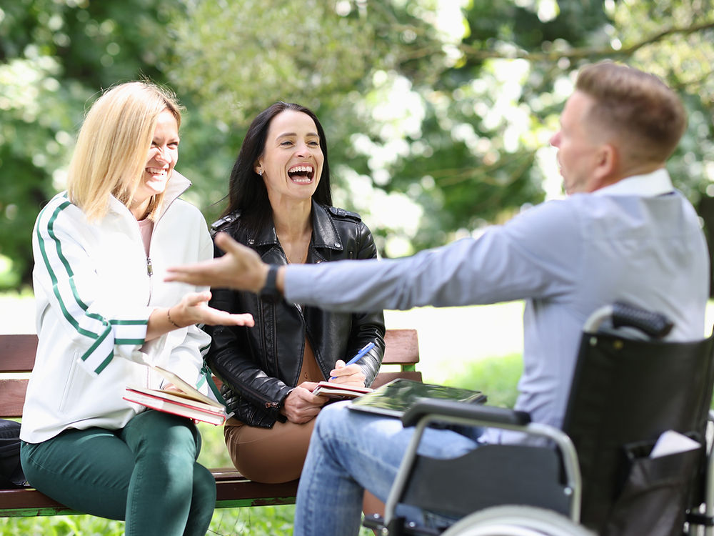 Friends enjoying time together in a park